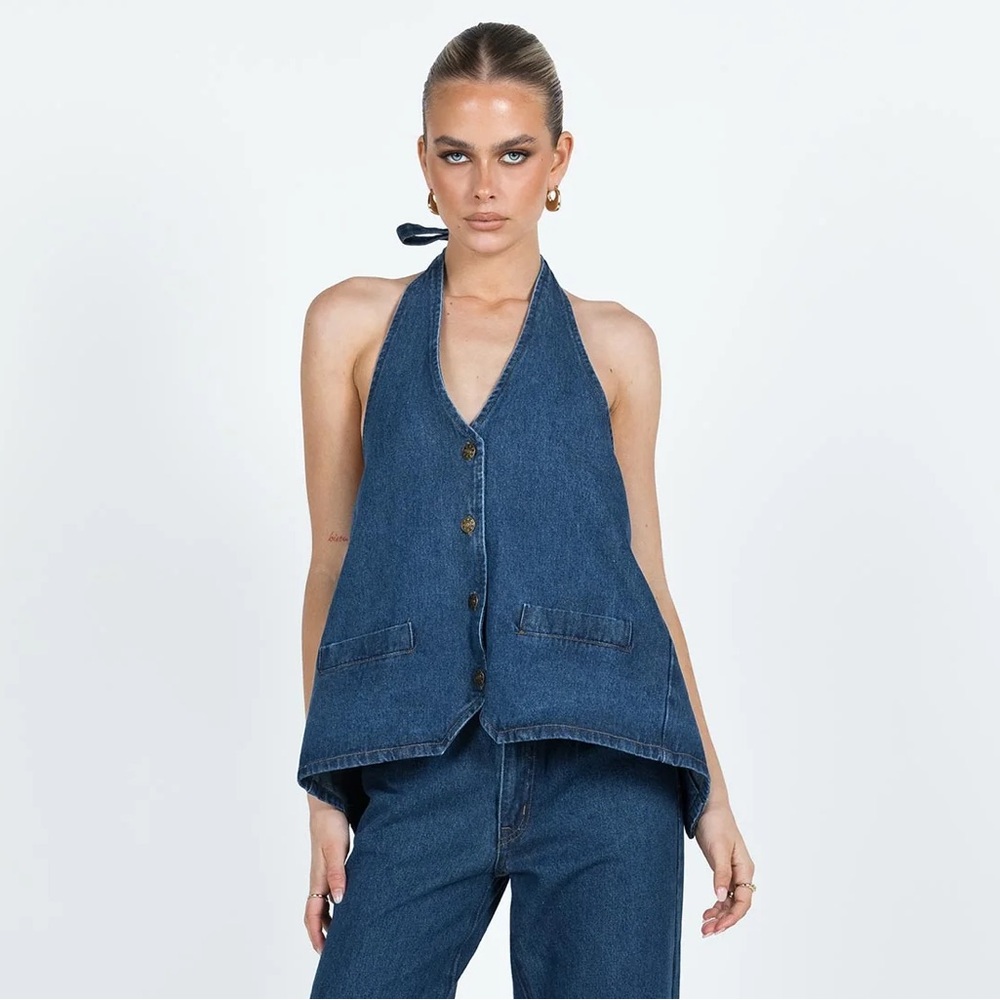 Lioness Hills Halter Top in Dark Denim